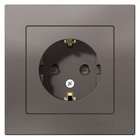 Розетка Schneider Electric ATLASDESIGN, скрытый монтаж, с заземлением, со шторками, мокко