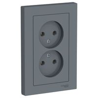 Розетка двухместная Schneider Electric ATLASDESIGN, скрытый монтаж, грифель