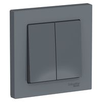 Выключатель 2-клавишный Schneider Electric ATLASDESIGN, скрытый монтаж, грифель