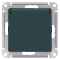 Розетка Schneider Electric ATLASDESIGN, скрытый монтаж, с заземлением, с крышкой, со шторками, изумруд