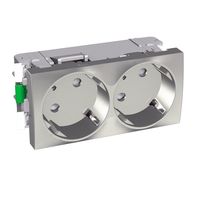 Розетка двухместная Schneider Electric ALTIRA, скрытый монтаж, с заземлением, со шторками, металлик