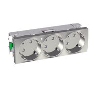 Розетка трехместная Schneider Electric ALTIRA, скрытый монтаж, с заземлением, со шторками, алюминий