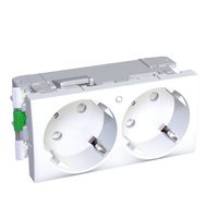 Розетка двухместная Schneider Electric ALTIRA, скрытый монтаж, с заземлением, со шторками, белый
