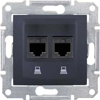 Розетка компьютерная 2xRJ45 Cat.5 (UTP) Schneider Electric SEDNA, графит