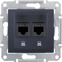 Розетка компьютерная 2xRJ45 Cat.6 (STP) Schneider Electric SEDNA, графит