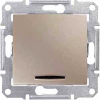 Выключатель 1-клавишный Schneider Electric SEDNA, с подсветкой, скрытый монтаж, титан