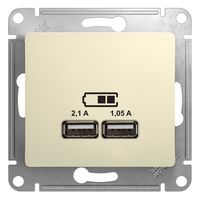 Розетка 2xUSB Schneider Electric GLOSSA, бежевый