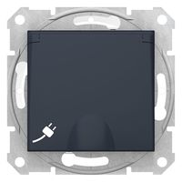 Розетка IP44 Schneider Electric SEDNA, скрытый монтаж, с заземлением, с крышкой, со шторками, безвинтовые клеммы, графит