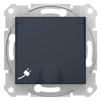 Розетка Schneider Electric SEDNA, скрытый монтаж, с заземлением, с крышкой, со шторками, безвинтовые клеммы, графит