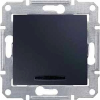 Переключатель 1-клавишный 16А Schneider Electric SEDNA, с подсветкой, скрытый монтаж, графит