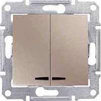 Выключатель 2-клавишный Schneider Electric SEDNA, с подсветкой, скрытый монтаж, титан