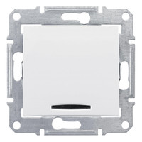 Переключатель 1-клавишный 16А Schneider Electric SEDNA, с подсветкой, скрытый монтаж, белый