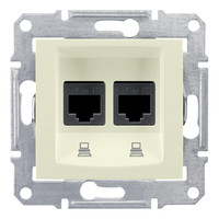 Розетка двойная компьютерная RJ45 Cat.5 (STP) Schneider Electric SEDNA, бежевый