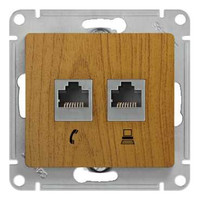 Розетка двойная компьютерная RJ45 Cat.5 Schneider Electric GLOSSA, дуб