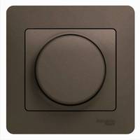 Светорегулятор поворотно-нажимной Schneider Electric GLOSSA, 630 Вт, для LED 10-315 Вт/ВА , шоколад