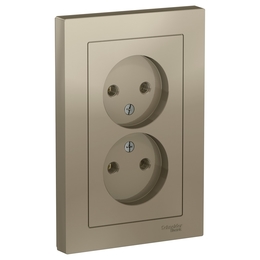 Розетка двухместная Schneider Electric ATLASDESIGN, скрытый монтаж, шампань